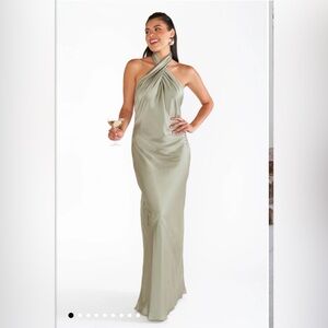 Mumu Jasmine Halter Dress in sage green